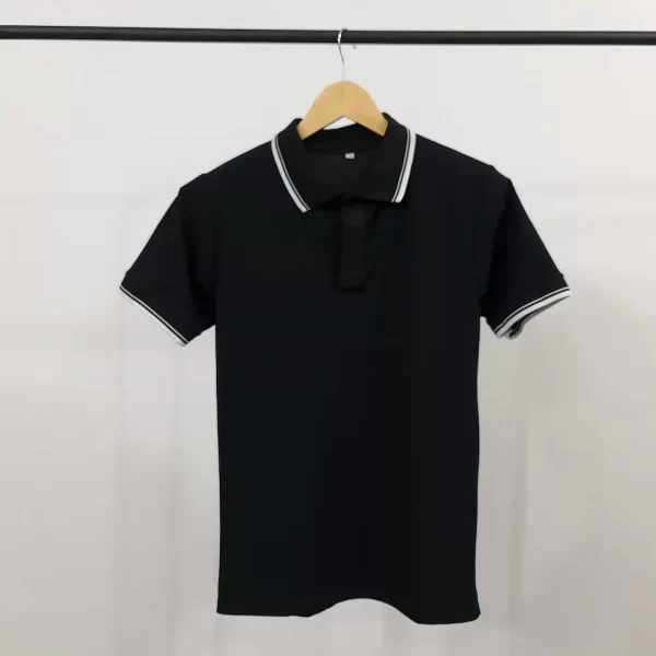 Áo Polo Đen Sọc Trắng - Ảnh 2