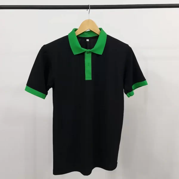 Áo poly xanh két phối đen - Ảnh 2