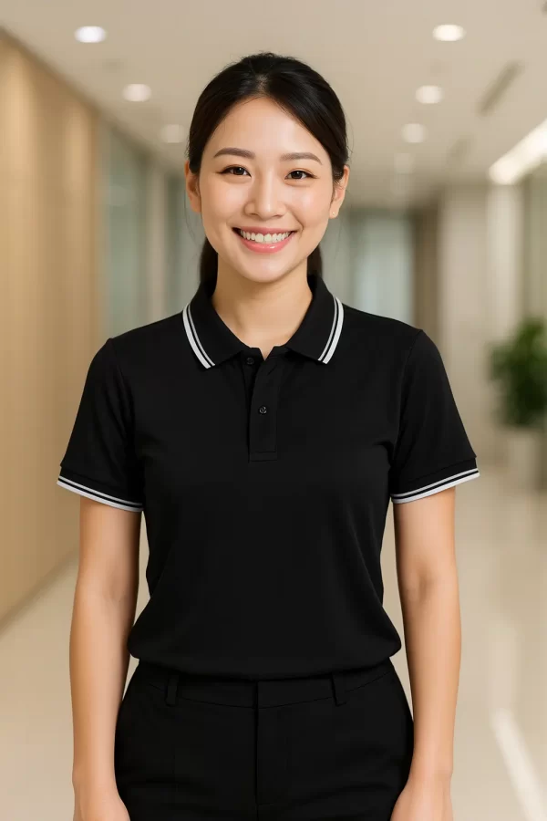 Áo Polo Đen Sọc Trắng