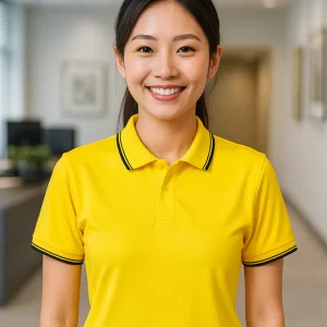 Áo Polo poly vàng 2 sọc