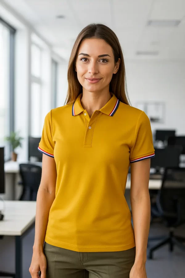Áo Polo poly vàng bò 3 sọc