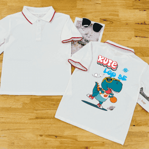 Áo polo trắng 1 sọc đỏ
