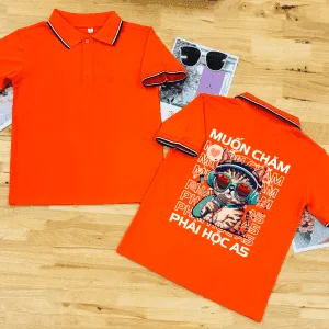 Áo lớp polo: Cam 3 sọc