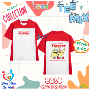 áo lớp TeeMix : Đỏ - Trắng