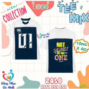áo lớp TeeMix : Xanh đen - Trắng