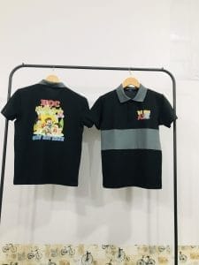 Áo polo phối thân màu đen và xám chì