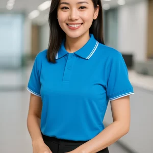 Áo Polo Xanh Ya 2 Sọc Trắng – Tươi Mới Năng Động | Đồng Phục Gia Minh