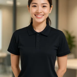 ÁO POLO ĐEN TRƠN - SỨC MẠNH VÀ ĐẲNG CẤP - ĐỒNG PHỤC GIA MINH