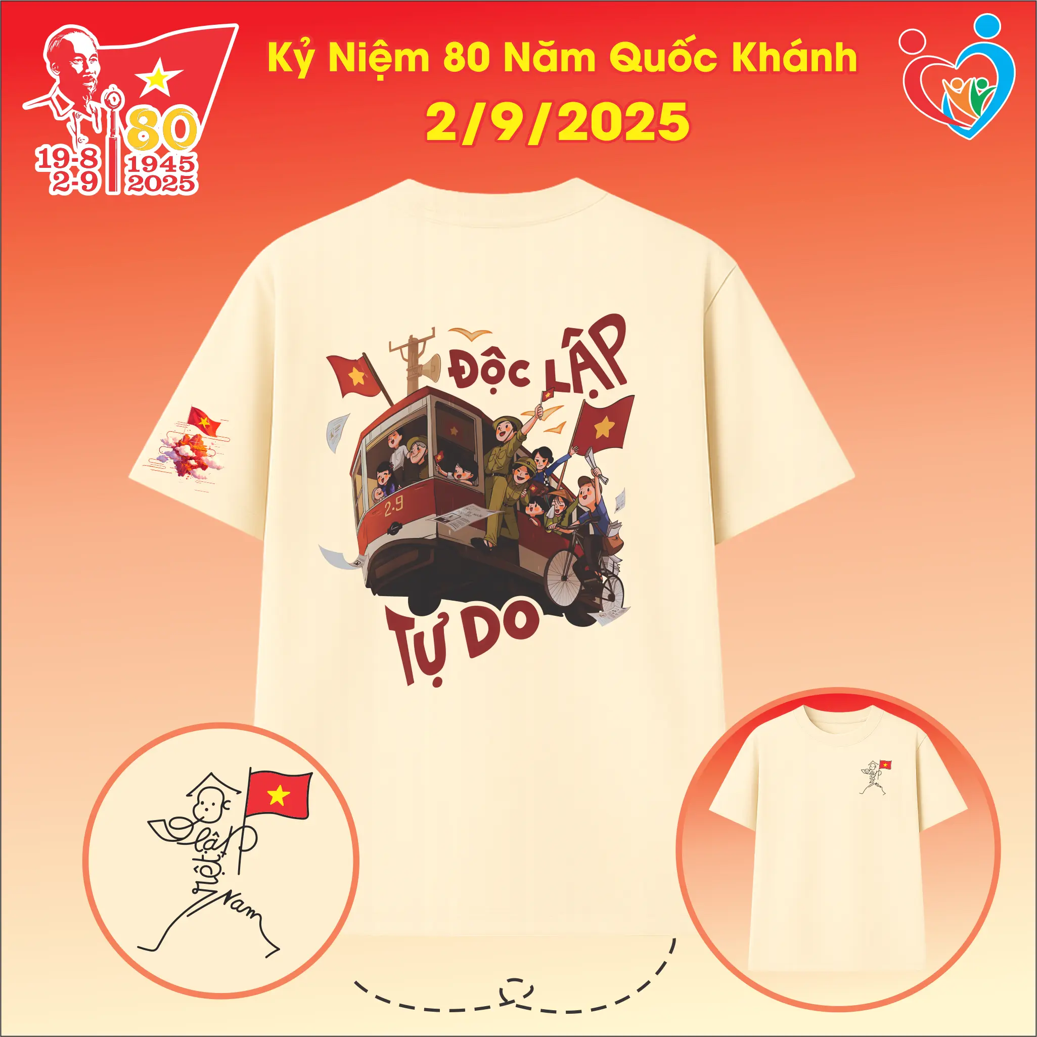 Áo Thun Kỷ Niệm 80 Năm Cách Mạng Tháng Tám Và Quốc Khánh 2/9/2025 (Cổ tròn)